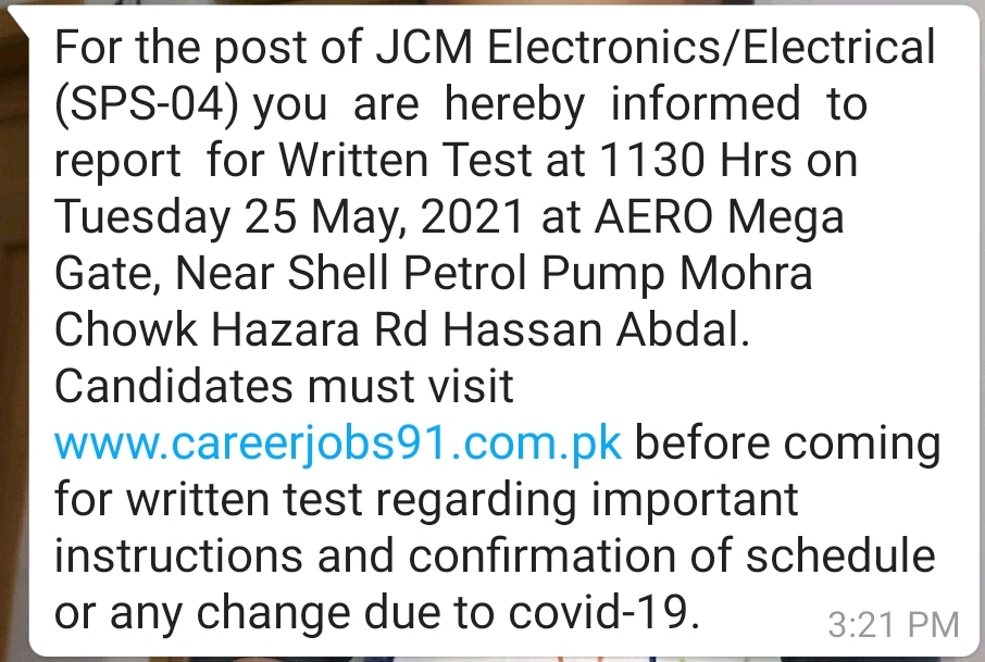 Careerjobs91 Call Letter for written test