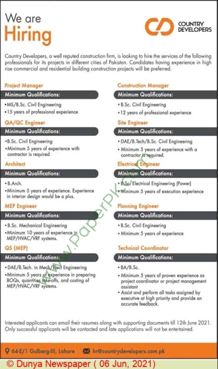 DAE BTECH jobs in Country Developer