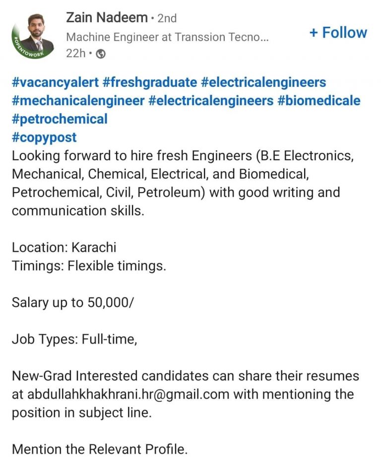 Engineering Jobs in Karachi