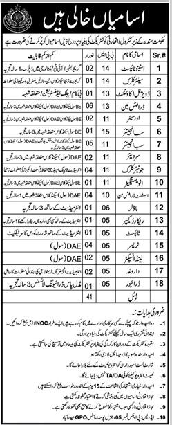 DAE Civil required in government of sindh